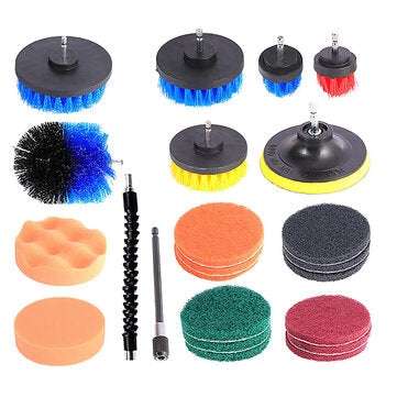 23pcs Cleaning Drill Brush Cleaner Combo Tool Kit Electric Drill Power Scrubber (COLOR: BLUE)