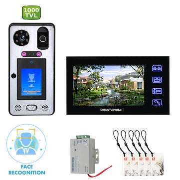 ENNIO 7 inch Video Door Phone Doorbell Intercom System with Face Recognition Fingerprint RFIC Wired