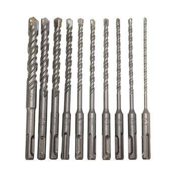 10Pcs 4-14mm Masonry Drill Bits Double SDS Plus Slot Electric Hammer Drill Bits Set 160mm Metal HSS