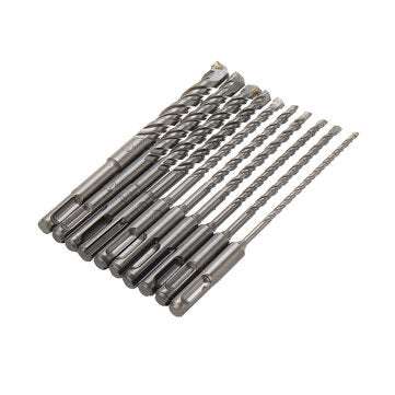 10Pcs 4-14mm Masonry Drill Bits Double SDS Plus Slot Electric Hammer Drill Bits Set 160mm Metal HSS