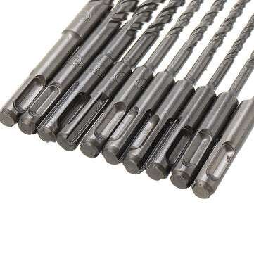 10Pcs 4-14mm Masonry Drill Bits Double SDS Plus Slot Electric Hammer Drill Bits Set 160mm Metal HSS