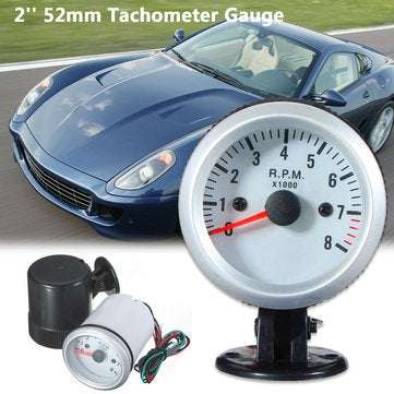 2`` 52mm 12V Car Blue LED Light Tachometer Tacho Gauge Meter Counter 0-8000 RPM
