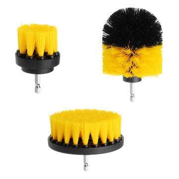 Drillpro 3Pcs 2/3.5/4 Inch Yellow Electric Drill Brush Tile Grout Power Scrubber Tub Cleaning Brush