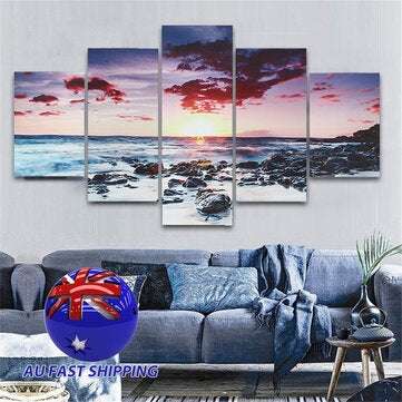 5 Piece Wall Art Canvas Sunset Sea Wall Art Picture Canvas Painting Home Decor Wall Pictures for Liv