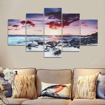5 Piece Wall Art Canvas Sunset Sea Wall Art Picture Canvas Painting Home Decor Wall Pictures for Liv