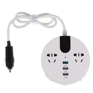 500W DC 12/24V To AC 110V/220V Car Power Inverter LCD QC3.0 Fast Charging (COLOR.: WHITE)
