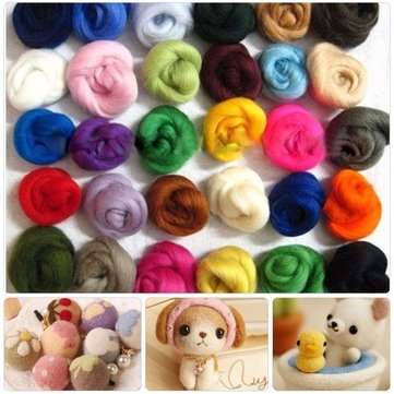 36 Colors Retro Merino Wool Fibre Roving Sewing Kit for Needle Felting