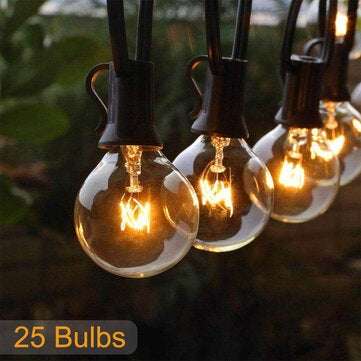 25FT Patio String Light Christmas G40 Globe Festoon Bulb Fairy String Light Outdoo... (PLUG: UKPLUG)