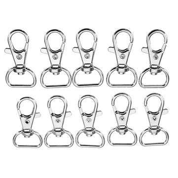 10Pcs 40mm Silver Zinc Alloy Swivel Lobster Claw Clasp Snap Hook with 16mm D Ring