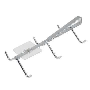 6 Hooks Under Cabinet Mug Holder 304 Stainless Steel Punch-free Coffee Cup Storage Rack