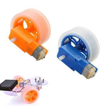 3-6v TT Motor + Rubber Wheel Blue/Orange Color DIY Kit For  Smart Chassis Car Ac... (COLOR.: ORANGE)