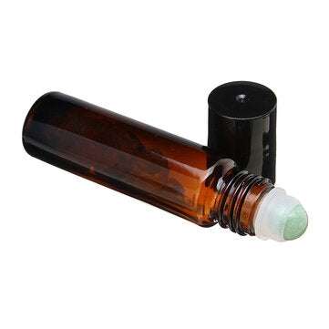10ml10pcs Clear Glass Essential Gemstone Roller Balls Chips Bottles With Pearl Cotton