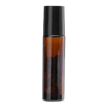 10ml10pcs Clear Glass Essential Gemstone Roller Balls Chips Bottles With Pearl Cotton