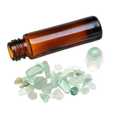 10ml10pcs Clear Glass Essential Gemstone Roller Balls Chips Bottles With Pearl Cotton