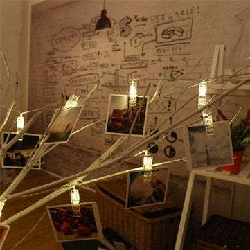 5M Warm White Battery Operated 40 LED String Light Hanging Pictures Photo Peg Clip Lamp for Indoor H