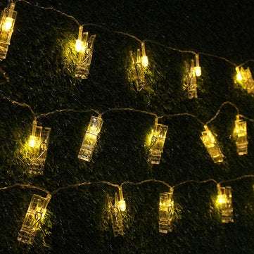 5M Warm White Battery Operated 40 LED String Light Hanging Pictures Photo Peg Clip Lamp for Indoor H