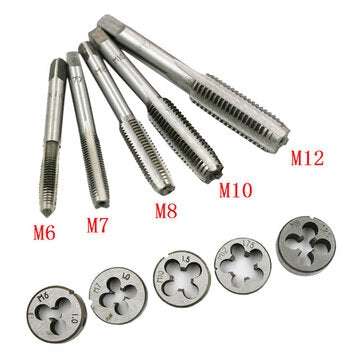 12Pcs Metric Screw Tap Wrench and Die Pro Set M3-M12 Nut Bolt Alloy Metal Tool