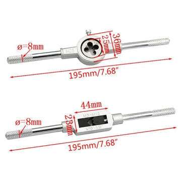 12Pcs Metric Screw Tap Wrench and Die Pro Set M3-M12 Nut Bolt Alloy Metal Tool