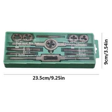 12Pcs Metric Screw Tap Wrench and Die Pro Set M3-M12 Nut Bolt Alloy Metal Tool