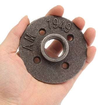 2pcs 3/4 Inch Black Malleable Iron Floor Flange Fitting Pipe NPT Antique Wall Flange Seat