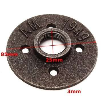2pcs 3/4 Inch Black Malleable Iron Floor Flange Fitting Pipe NPT Antique Wall Flange Seat