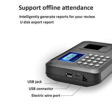 2.8" Employee Biometric Fingerprint Recorder Attendance Clock Time Card Machine