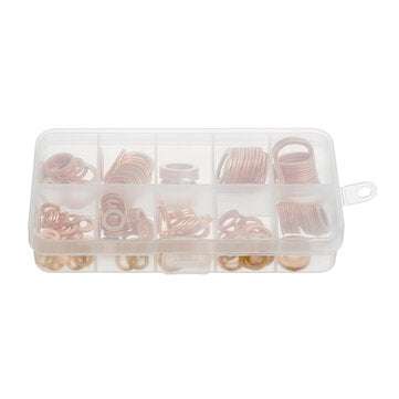 200pcs  M5-M14 Copper Washer Gasket Set Flat Ring Seal Assortment Kit With Box