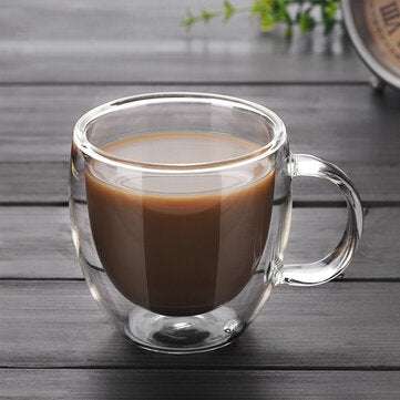 200ml Double Wall Layer Glass Coffee Tea Cup Mug & Handle Heat-resistant Tools