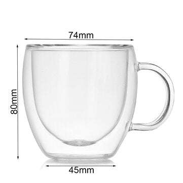 200ml Double Wall Layer Glass Coffee Tea Cup Mug & Handle Heat-resistant Tools