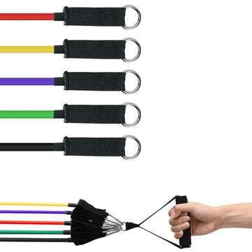 11Pcs Natural Rubber Latex Fitness Resistance Bands Exercise Elastic Pull String Work Exercise Yoga
