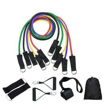 11Pcs Natural Rubber Latex Fitness Resistance Bands Exercise Elastic Pull String Work Exercise Yoga