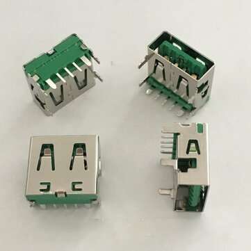 10PCS USB AM 3.0 Welding Plate Type High Current Male Short Body 17.0mm 5p Green Two-Piece Iron Shel