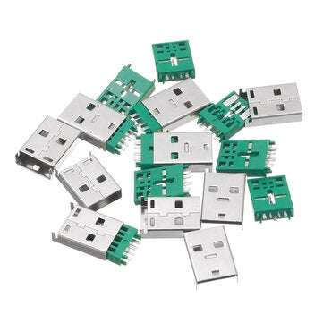 10PCS USB AM 3.0 Welding Plate Type High Current Male Short Body 17.0mm 5p Green Two-Piece Iron Shel