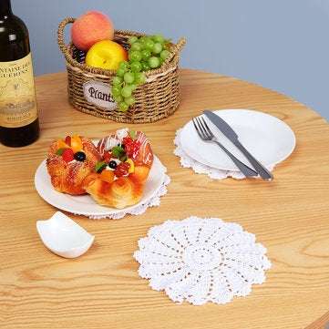 10Pcs/Set Hand Crocheted Doilies Cotton Woven Round Cup Dish Table Tablecloth Placemat Decorations