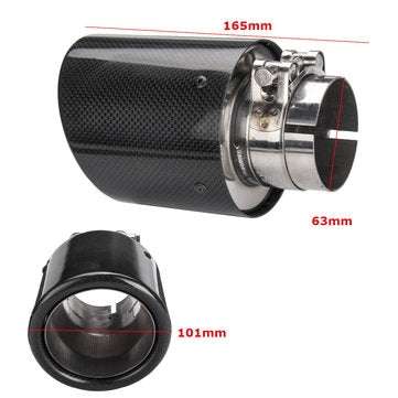 2.5 Inch 63mm-In 101mm-Out Glossy Carbon Fiber Car Exhaust Muffler Tip Pipe
