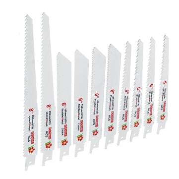 10Pcs/Set HCS Reciprocating Saw Blade 6/8 Inch Wood Metal Tube Cutting Blades