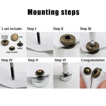 150 Sets Stainless Steel Buttons Snaps Fasteners Dummy Clips Press Studs 10 Colors
