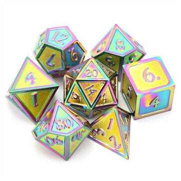 7Pcs/Set Alloy Metal Dice Set Playing Games Poker Card Dungeons Dragons Party ... (COLOR.: COLORFUL)
