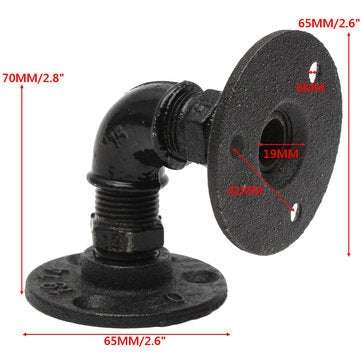 2Pcs Vintage Retro Black Iron Industrial Pipe Shelf Bracket Home Decoration Storage Holders