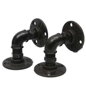 2Pcs Vintage Retro Black Iron Industrial Pipe Shelf Bracket Home Decoration Storage Holders