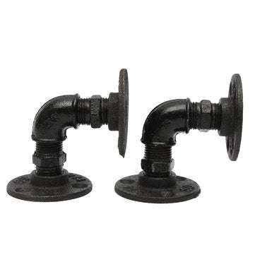 2Pcs Vintage Retro Black Iron Industrial Pipe Shelf Bracket Home Decoration Storage Holders