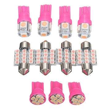 11PCS Auto Car Purple Interior Bright LED Light Lamp License Plate Dome T10 & 31mm