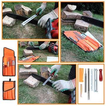 10Pcs Chainsaw Sharpening File Filing Kit Files Tool Chain Sharpener For Stihl Chian Saw With Orange