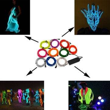1M 10 Colors 12V Flexible Neon EL Wire Light Dance Party Decor Light (COLOR.: WHITE)