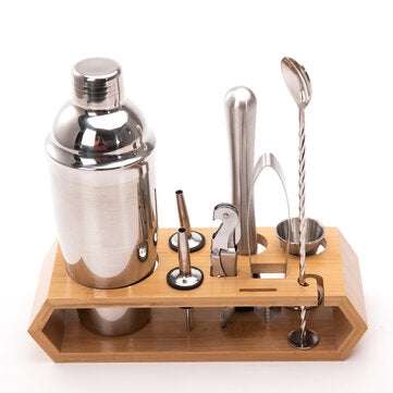 10pcs Cocktail Shaker Set Maker Mixer Martini Spirits Bar Strainer Bartender Kit