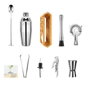 10pcs Cocktail Shaker Set Maker Mixer Martini Spirits Bar Strainer Bartender Kit