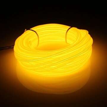 10M EL LED Flexible Soft Tube Wire Neon Glow Car Rope Strip Light Xmas Decor DC12V (COLOR.: YELLOW)