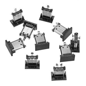 10PCS TYPE C Vertical Patch USB3.1 Male 180 Degrees 24p Double Row Patch Three-Pin Board Length 11.0