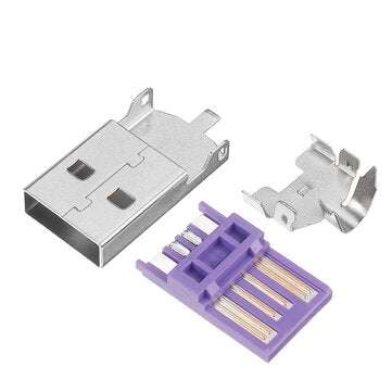 10PCS USB 2.0 AM Male Connector 4Pin Welding Wire Three-Piece Set 5A High Current Fast Charge Length