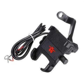 2A USB Charging Mobile Phone Holder Anti-dropping Bracket Motorcycle Aluminum Handlebar... (TYPE: 2)